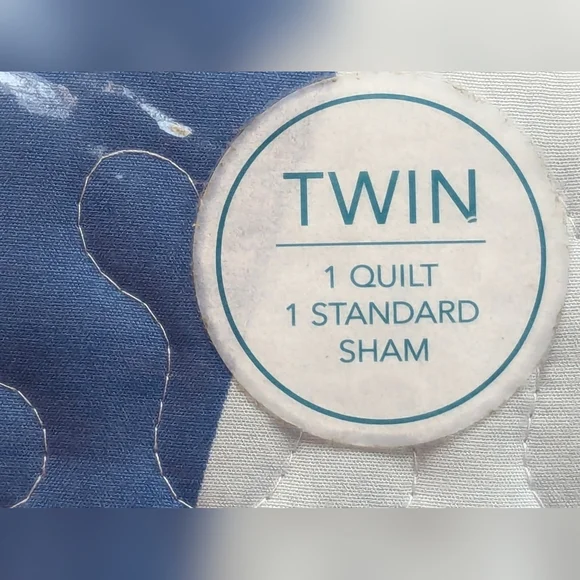 NWT C&F Home Sea Waves Blue Ocean Reversible Twin Quilt Set with One Sham - Picture 10 of 16